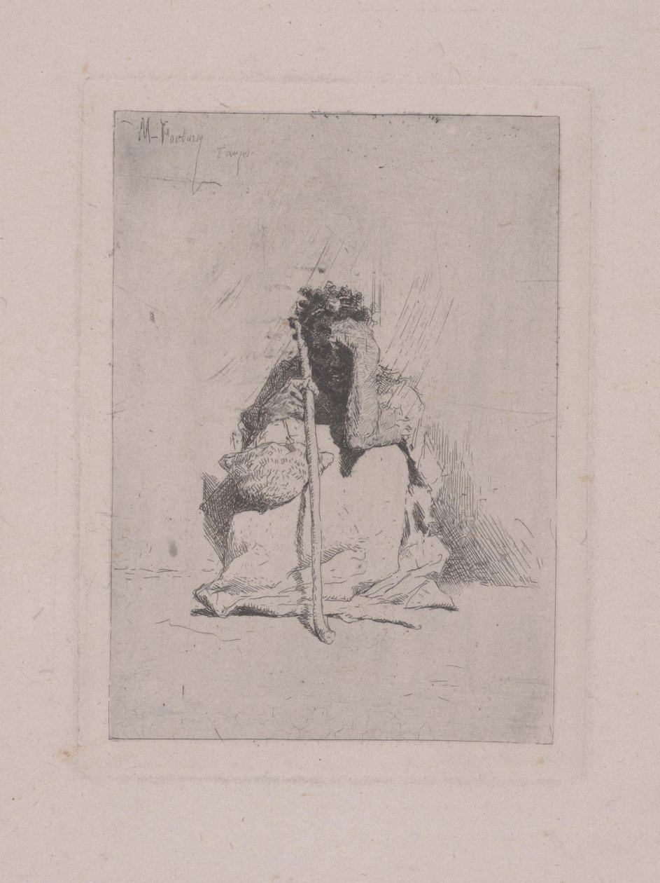 Senza Titolo - Figura Accovacciata con Bastone da Mariano José María Bernardo Fortuny y Carbó