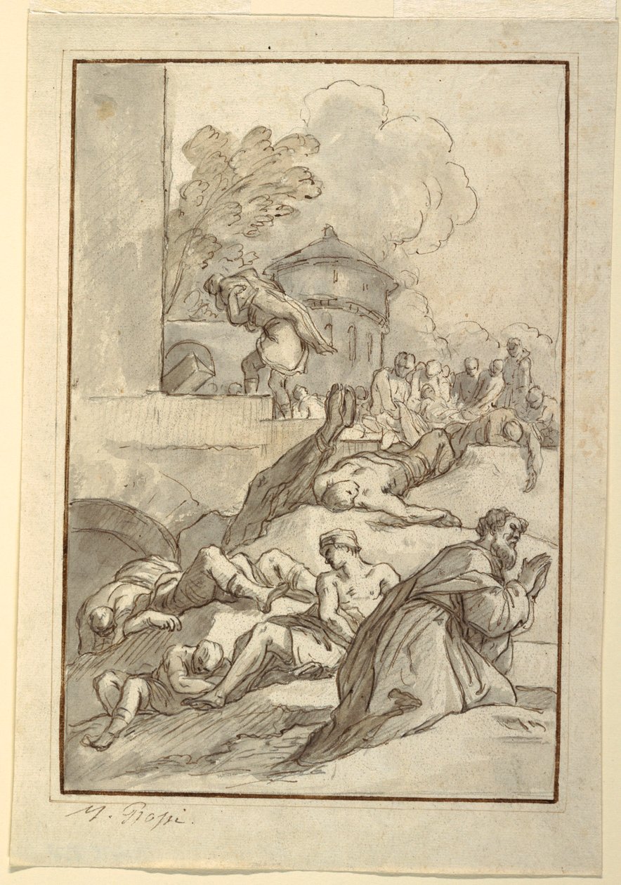 Disegno, Studio di un santo durante la peste, 1790 ca. da Mariano Rossi