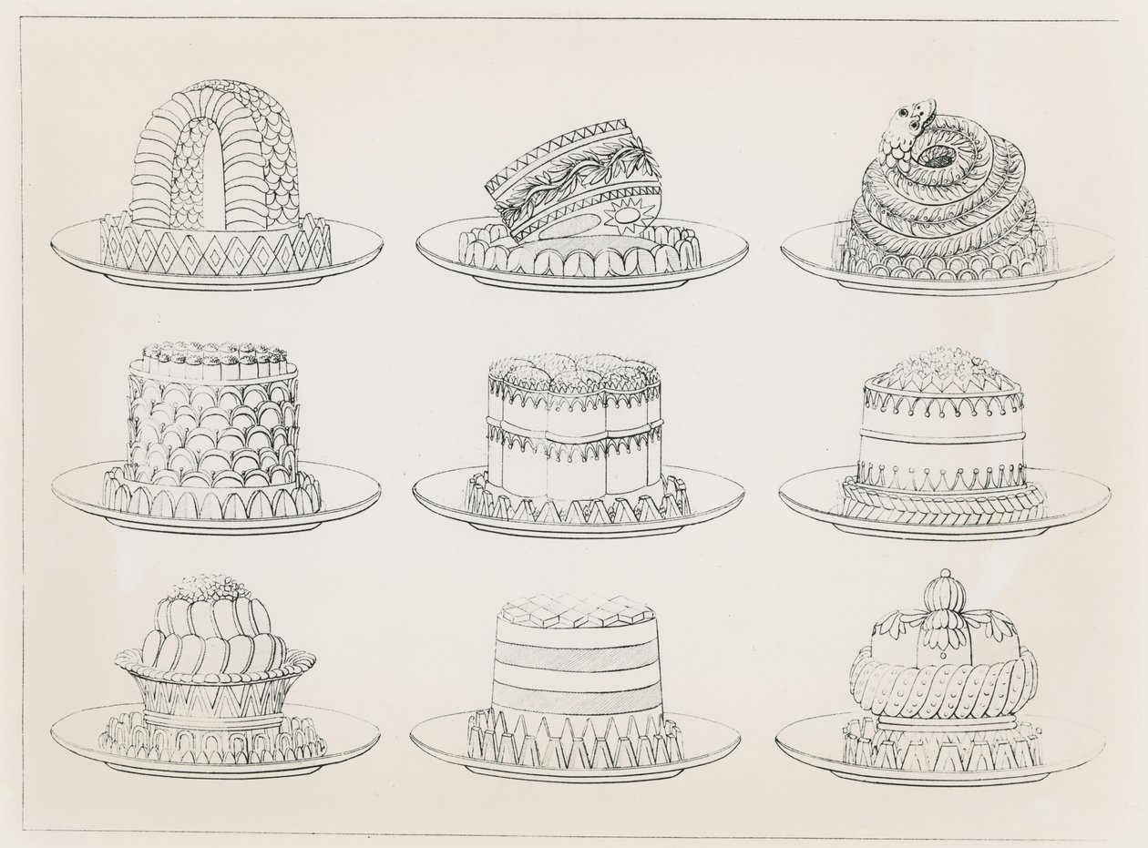 Progetti per torte e dolci di Antoine Careme da Marie Antoine Careme