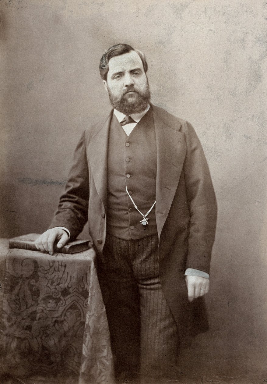 Ritratto a tre quarti del pittore Thomas Couture, con baffi e barba folta da Marie Alexandre Alophe