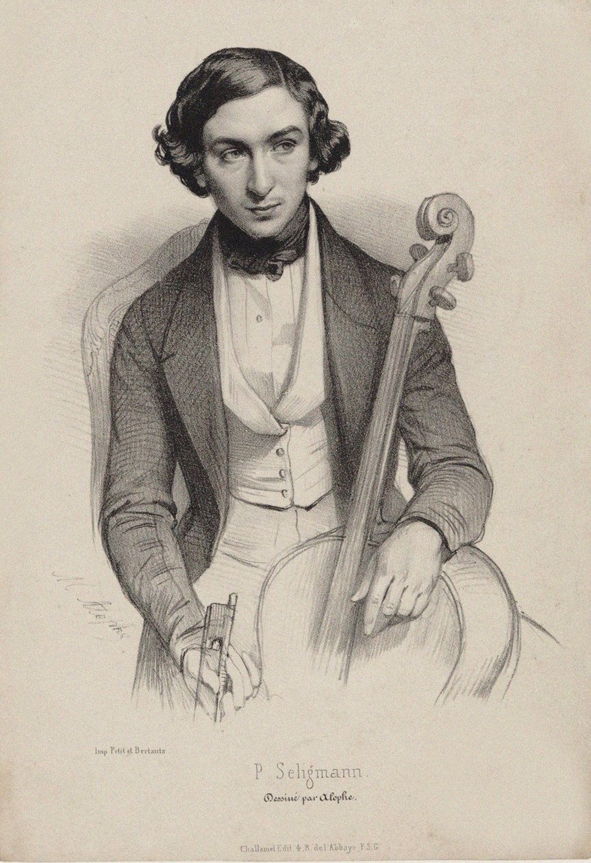 Ritratto del violoncellista e compositore Hippolyte Prosper Seligmann da Marie Alexandre Menut Alophe