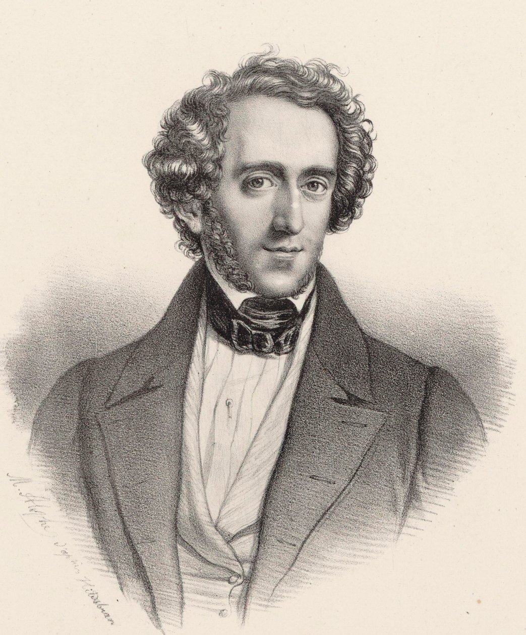Ritratto del pianista e compositore Felix Mendelssohn Bartholdy 1809-1847 da Marie Alexandre Menut Alophe