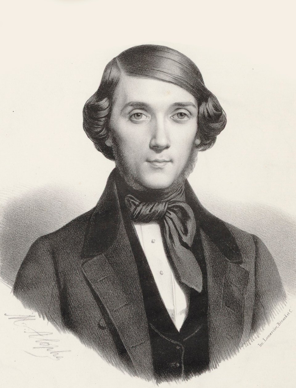 Ritratto del pianista e compositore Jean-Henri Ravina 1818-1906, ca 1845 da Marie Alexandre Menut Alophe