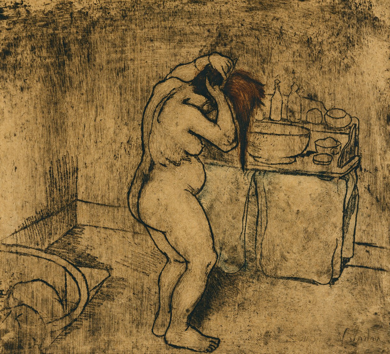 Catherine Nuda che si Pettina, 1895 da Marie Clementine Valadon