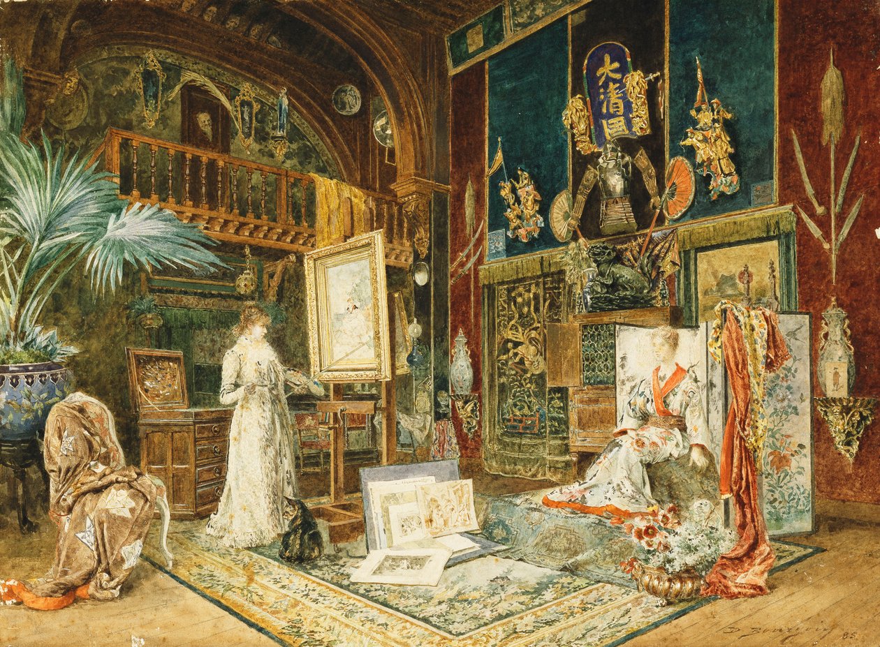 Lo studio di Sarah Bernhardt, 1885 da Marie Desire Bourgoin