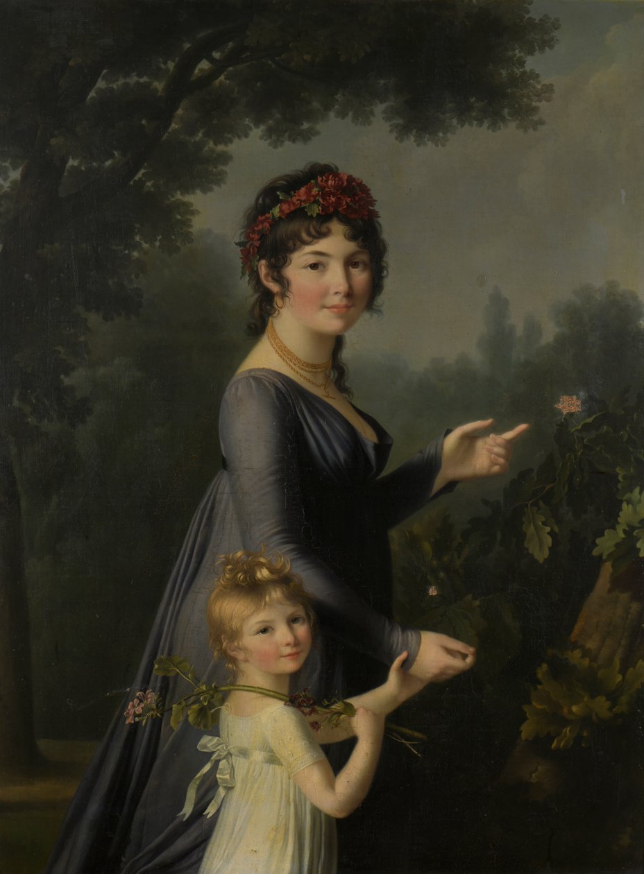 Ritratto di Marie Geneviève Lemoine con sua figlia Anne Aglaé Deluchi in un parco da Marie Elisabeth Lemoine