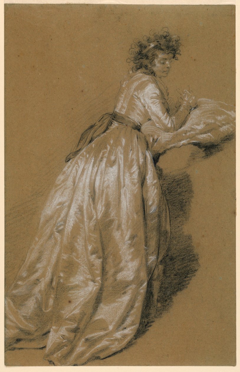 Donna in piedi con un vestito bianco da Marie Françoise Constance Mayer