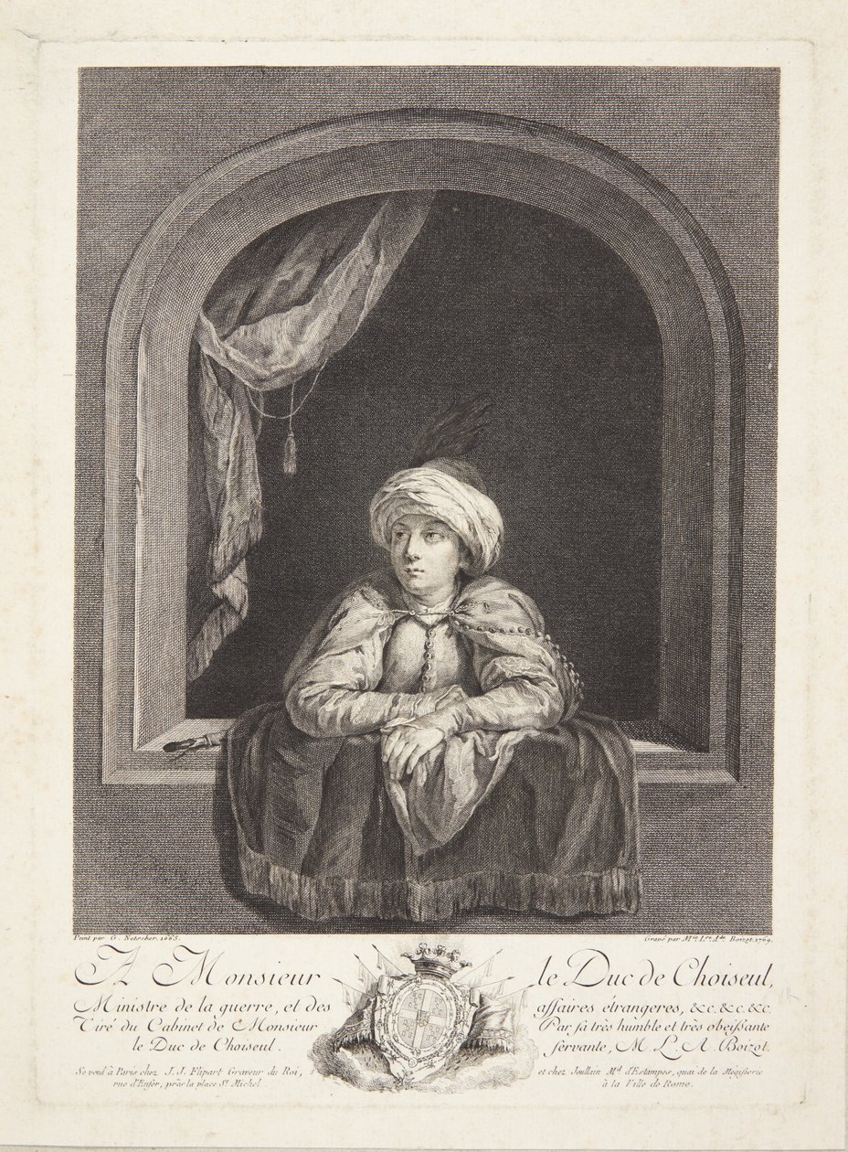 Un ragazzo con turbante a una finestra da Marie Louise Adélaïde Boizot