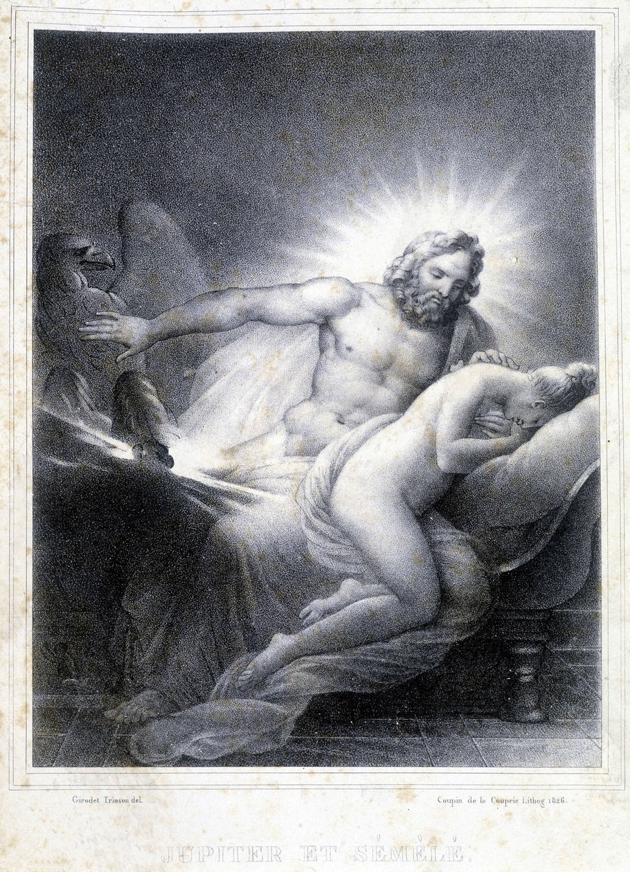 Giove e Semele. Litografia di Coupin de Couprie nel 1826. da Marie Philippe Coupin de la Couperin