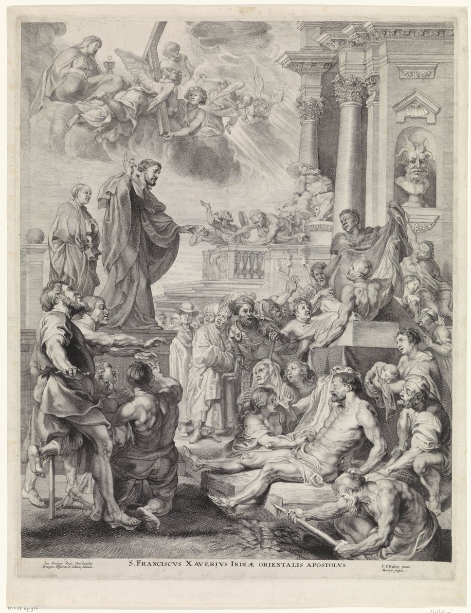 San Francesco Saverio resuscita un morto
S. Franciscus Xavierius Indiae orientalis Apostolus (titolo sull