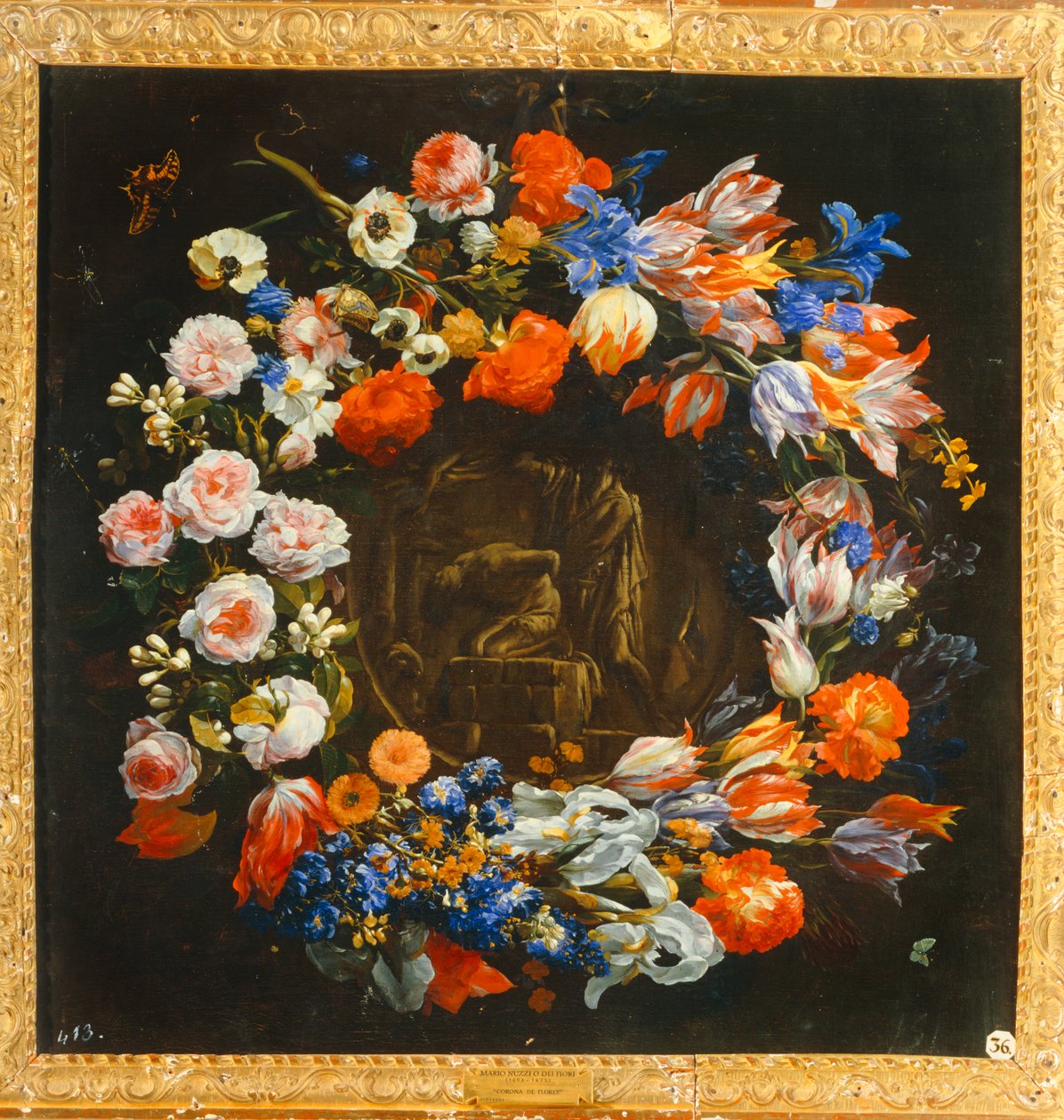 Corona di fiori con, al centro, il sacrificio di Isacco da Mario (follower of) Nuzzi