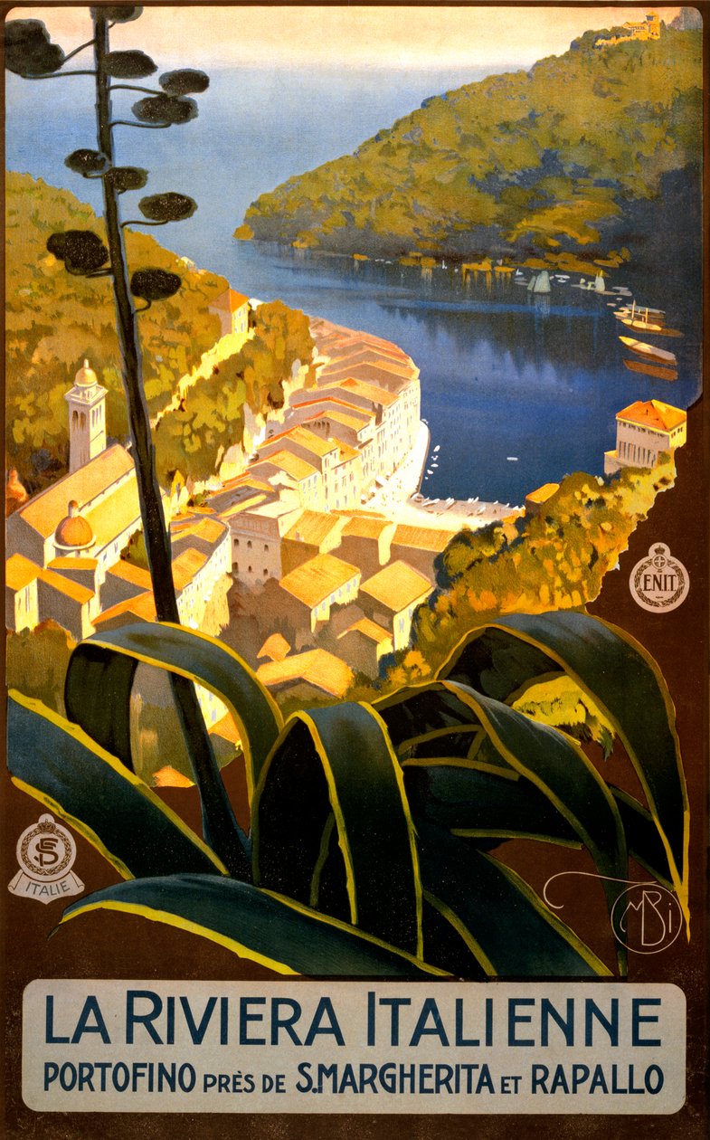 Poster di viaggio della Riviera Italiana, c.1920 da Mario Borgoni