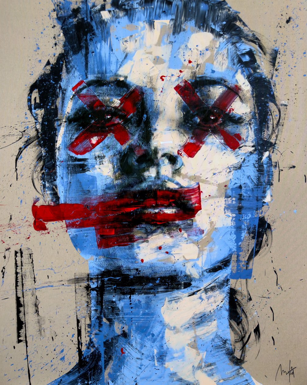 Blue Red Kate, 2024 (acrilico e olio su tela rovesciata) da Mario Henrique