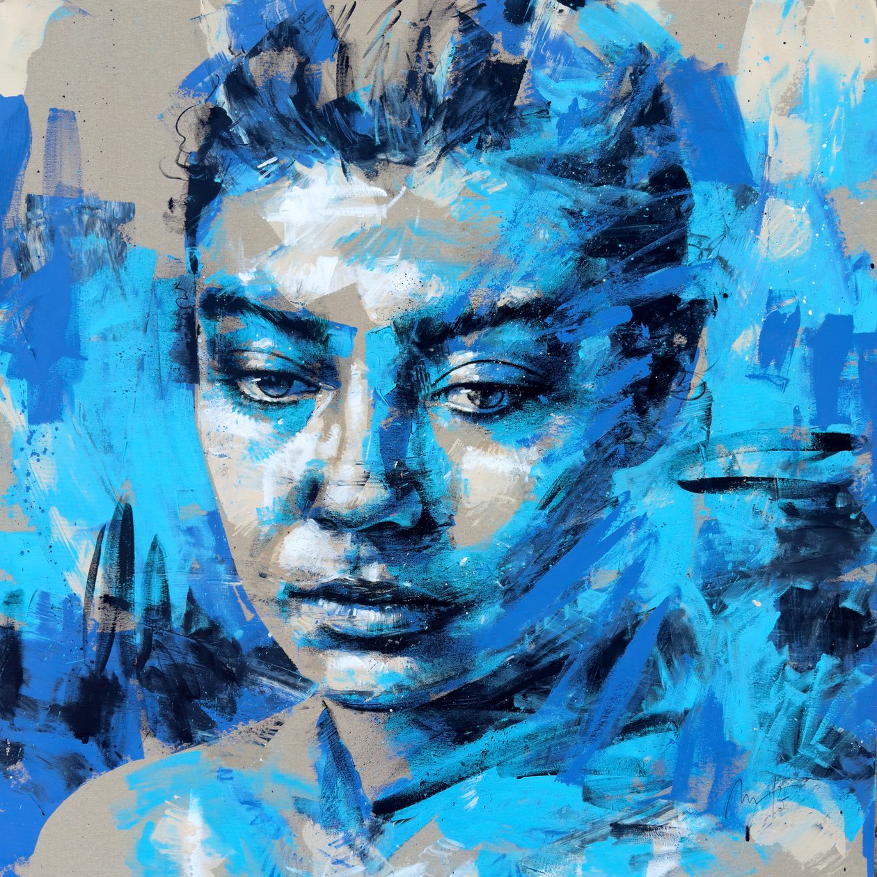 She Carries The Sea, 2025 (acrilico e olio su tela rovesciata) da Mario Henrique