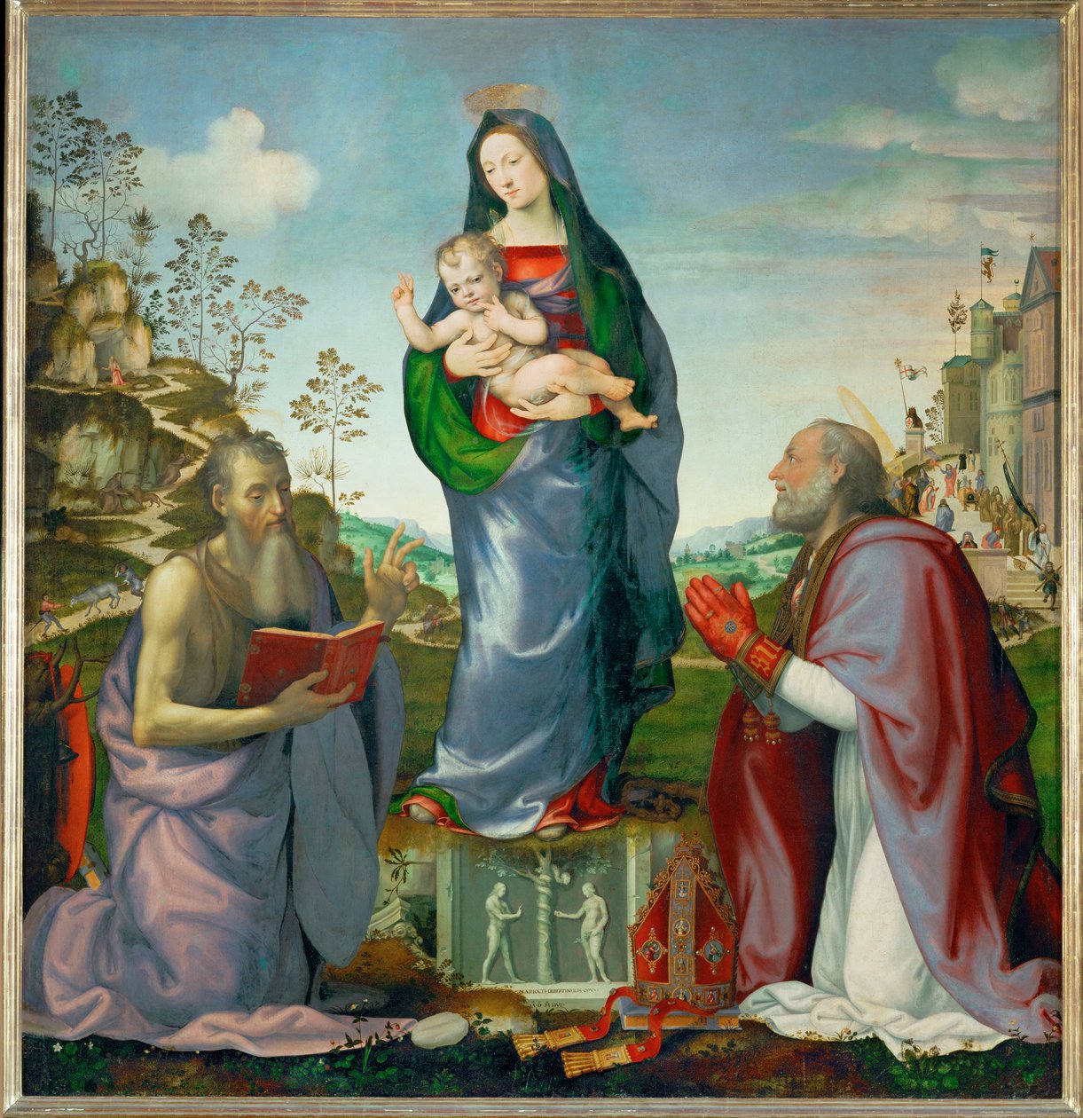 San Girolamo e San Zenobo in adorazione di Gesù Bambino ... da Mariotto Albertinelli
