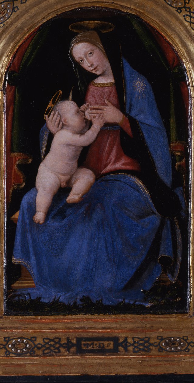 Trittico, pannello centrale: Maria lactans in trono da Mariotto Albertinelli