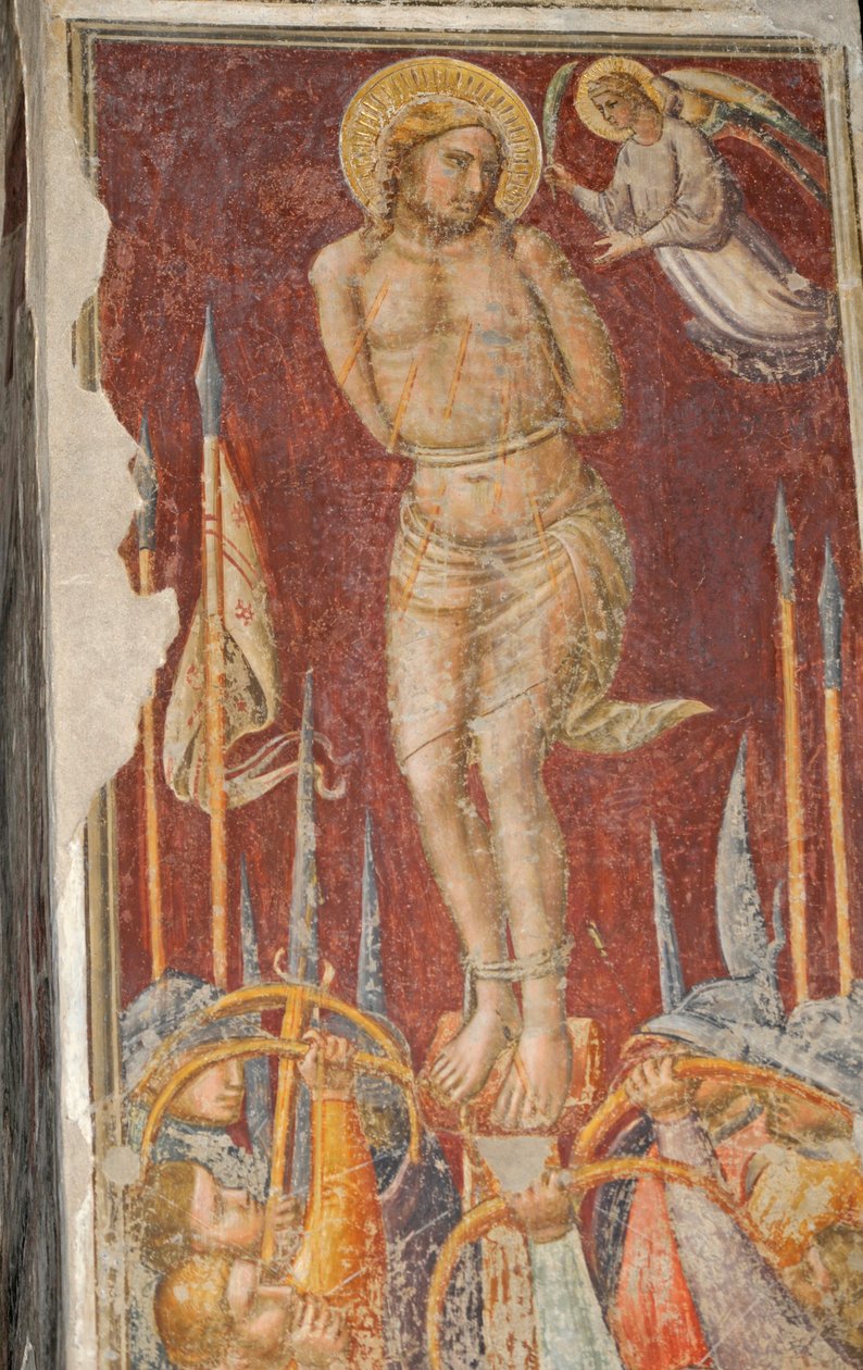 San Sebastiano, affresco di Mariotto di Nardo, Chiesa di Santa Maria Maggiore, Firenze (Lista del Patrimonio Mondiale UNESCO) da Mariotto di Nardo