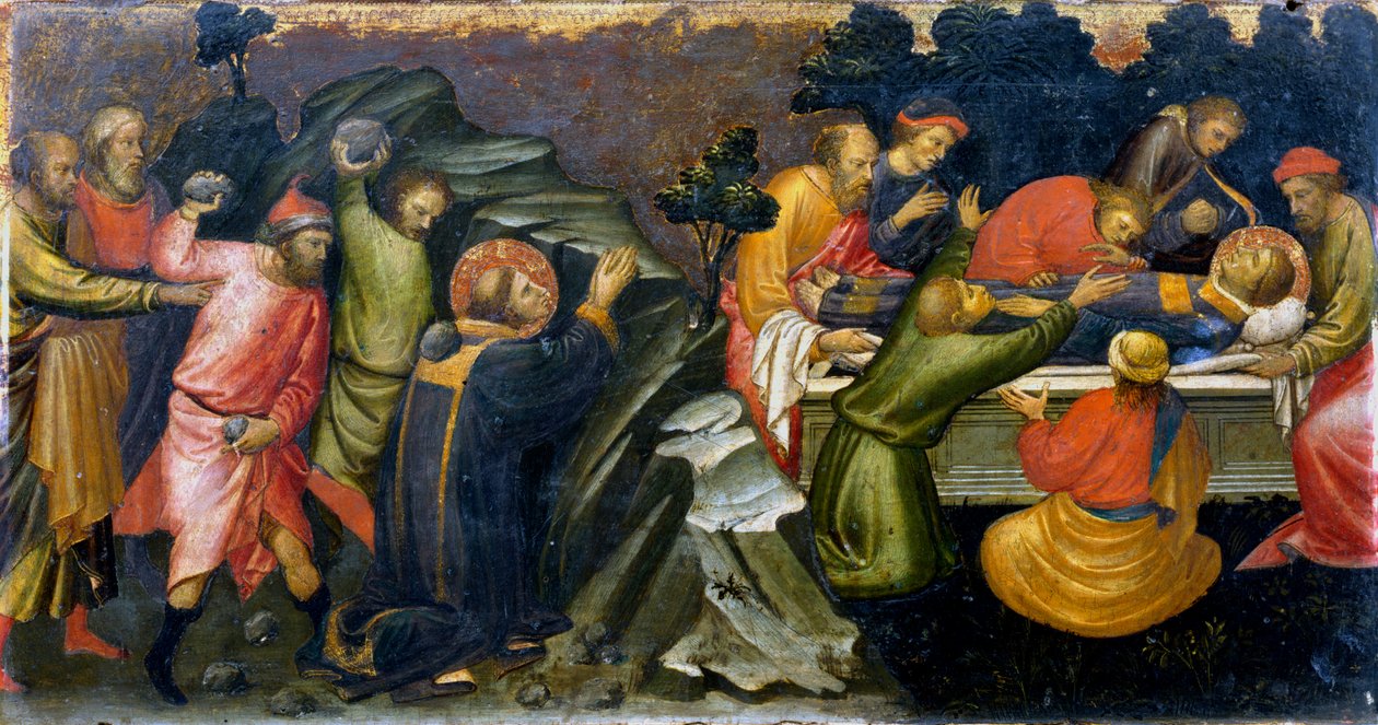 Lapidazione e sepoltura di Santo Stefano, il primo martire cristiano, c. 36 c. 1394-1424 da Mariotto di Nardo