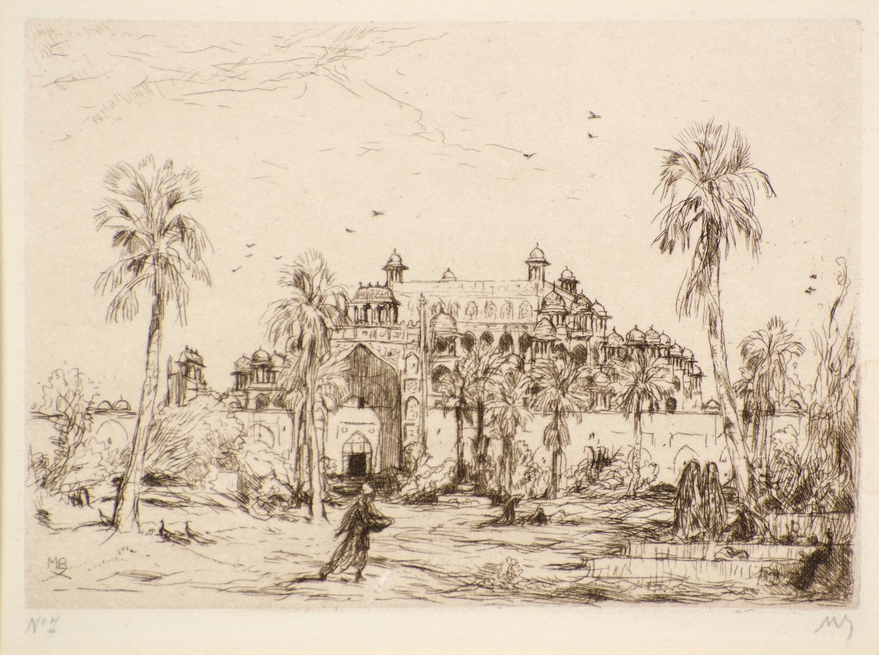 Senza titolo [Palazzo in Nord Africa] (incisione) da Marius Alexander Jacques Bauer