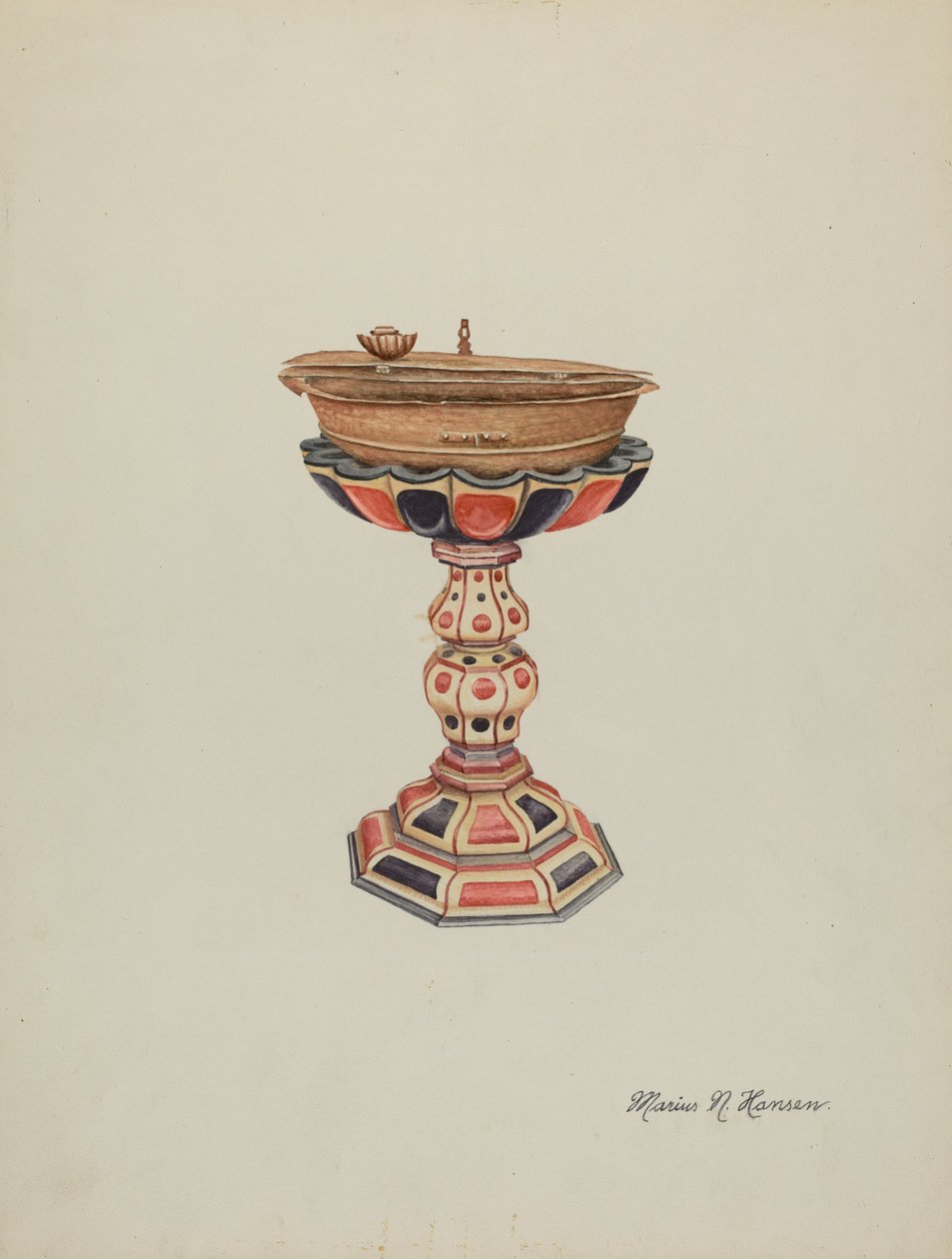 Fonte battesimale e supporto, c. 1939 da Marius Hansen
