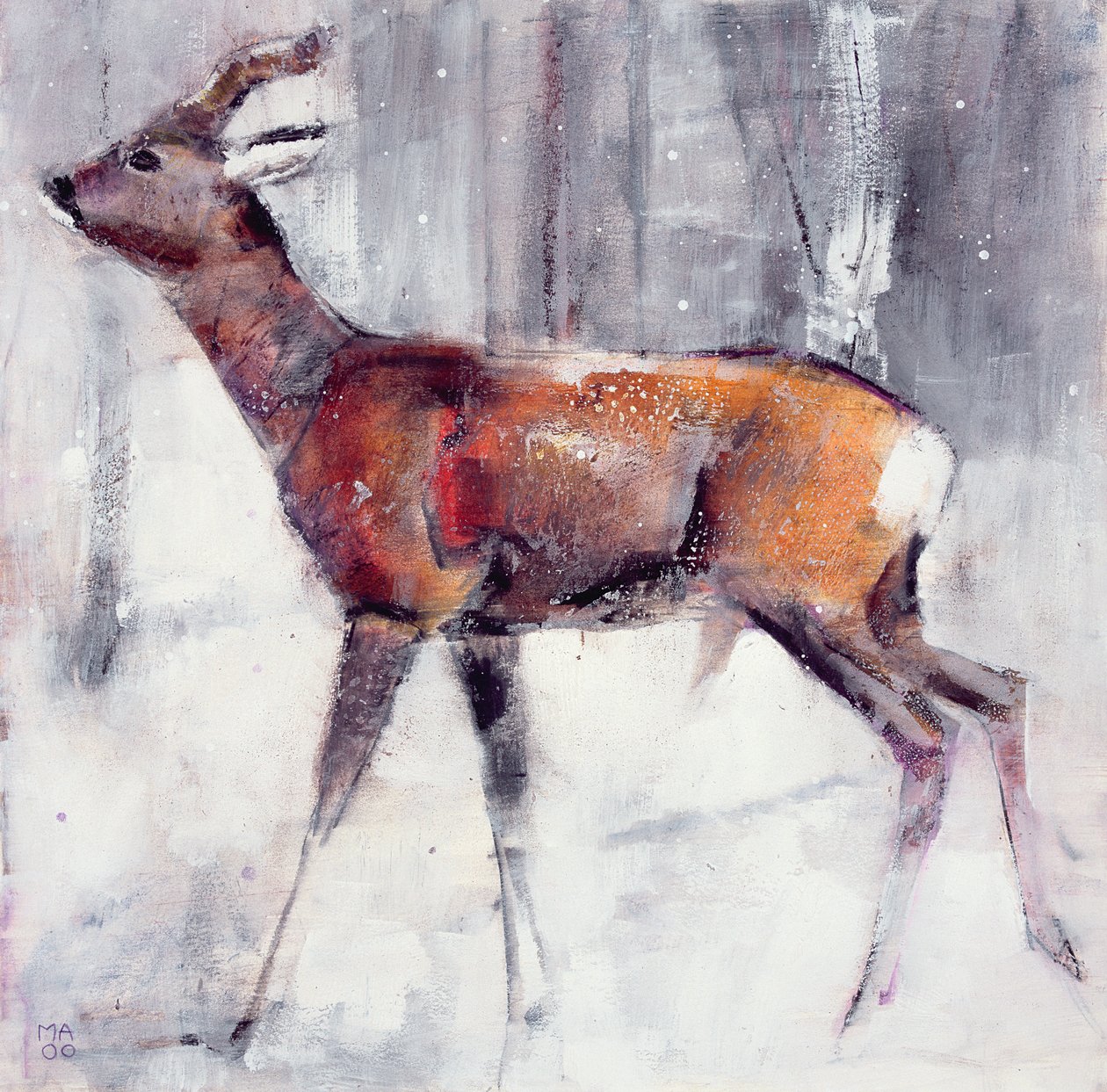 Cervo nella neve, 2000 da Mark Adlington