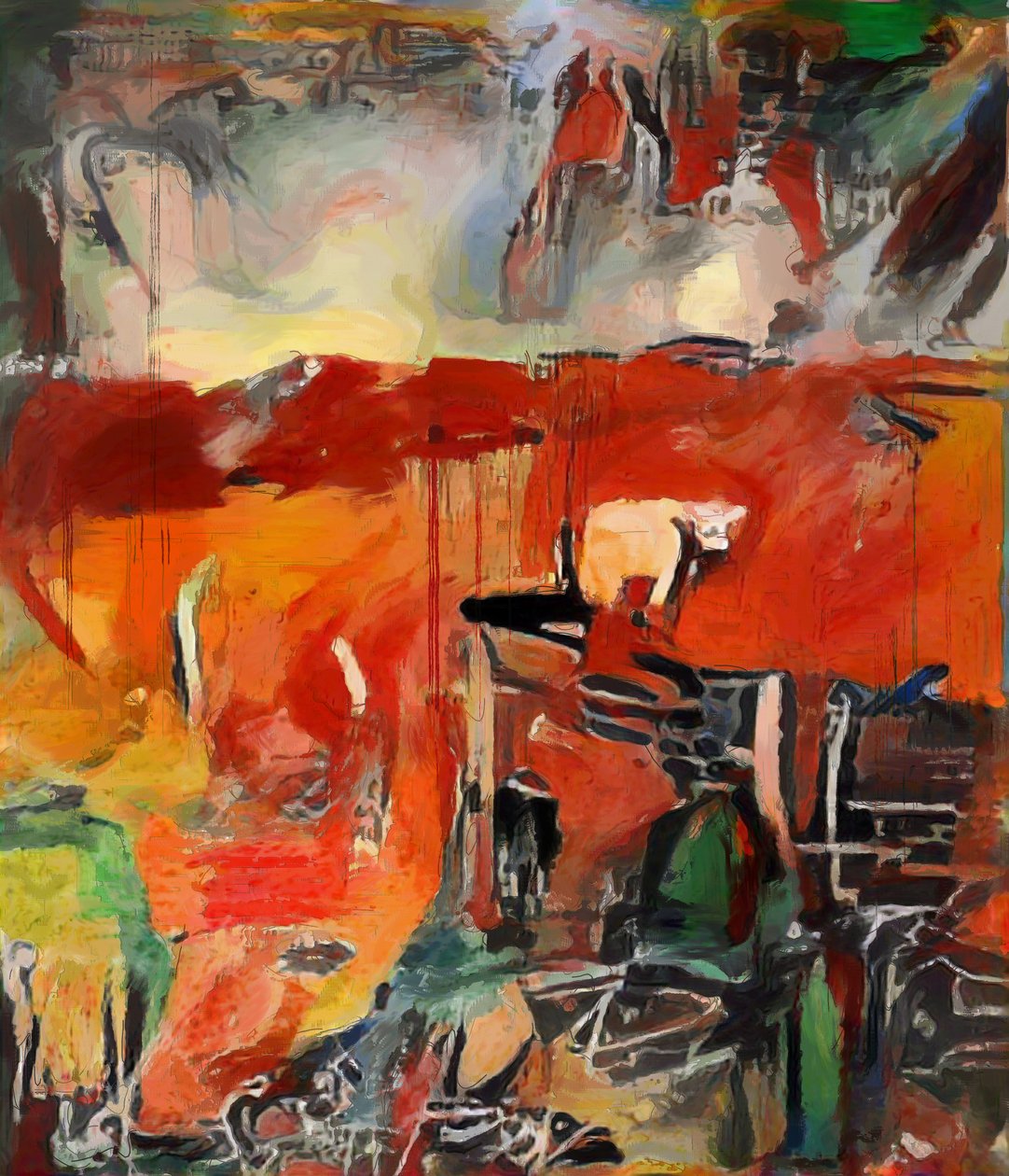 paesaggio rosso con mucca da Mark Gordon
