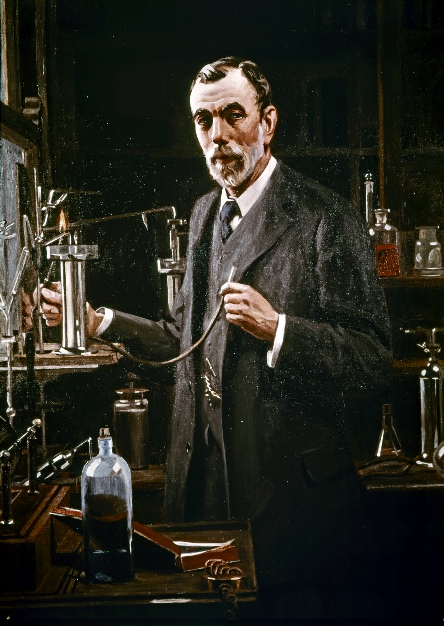 Sir William Ramsay nel suo laboratorio da Mark Richard Milbanke