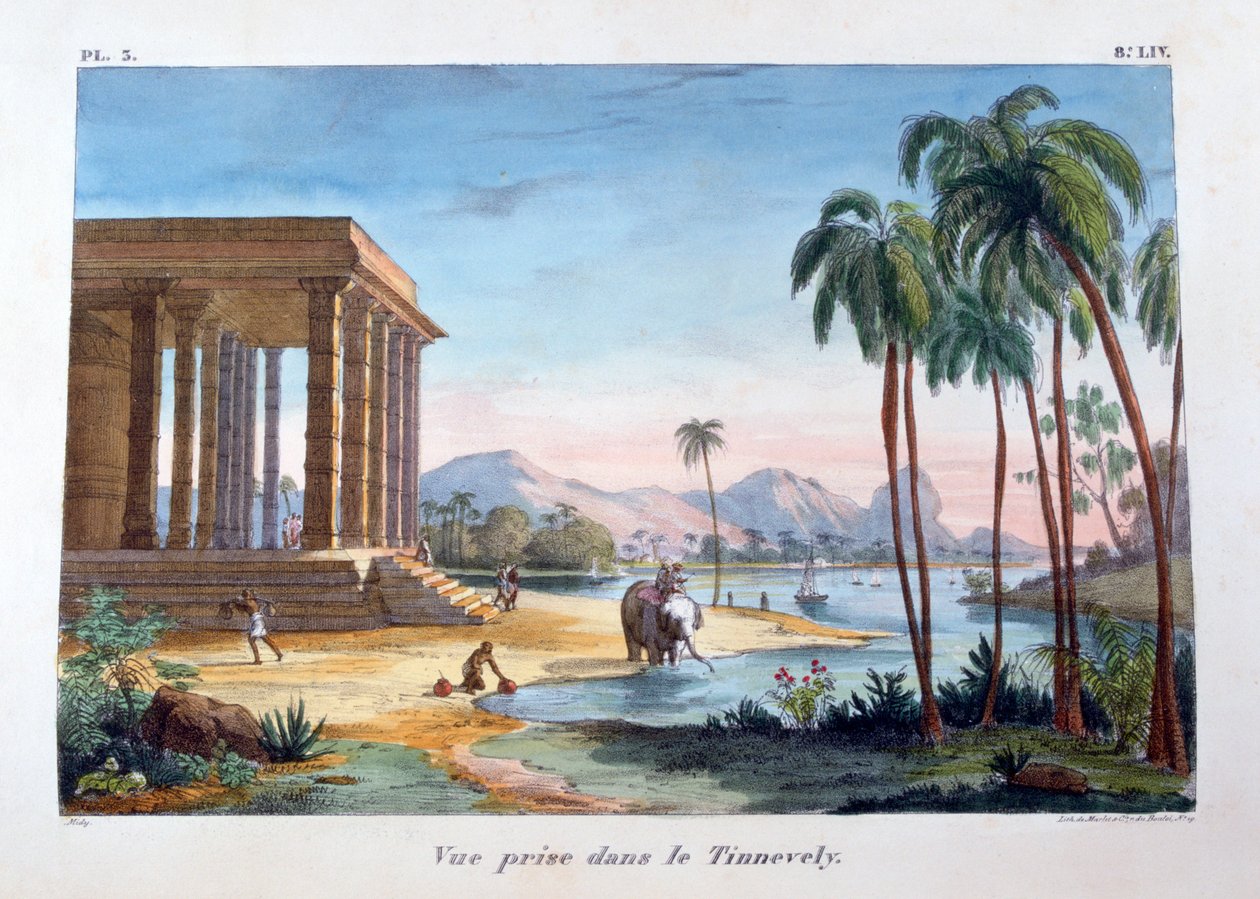 Veduta di Tinnevelly, India, 1828 da Marlet et Cie