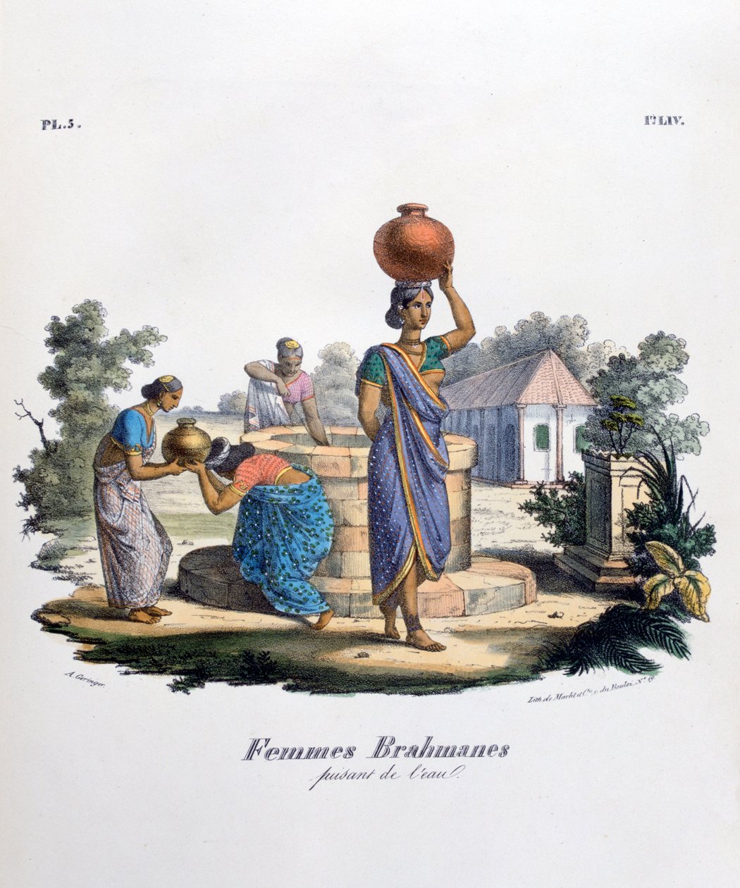 Donna Brahmin che raccoglie acqua, 1828 da Marlet et Cie