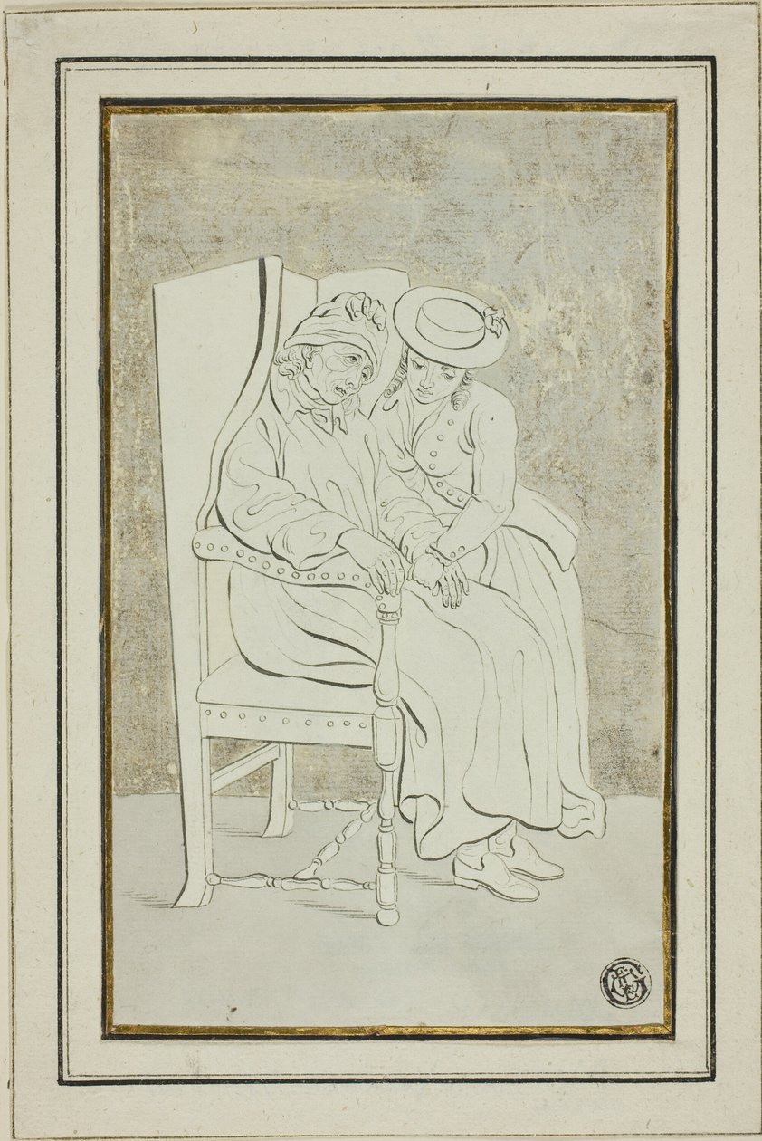 Uomo anziano con donna giovane da Marquand Fidel Dominikus Wocher