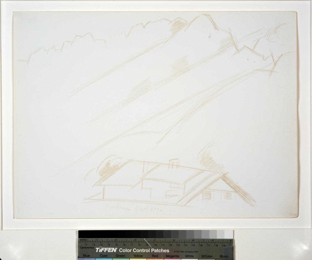 Paesaggio montano, edificio in primo piano da Marsden Hartley
