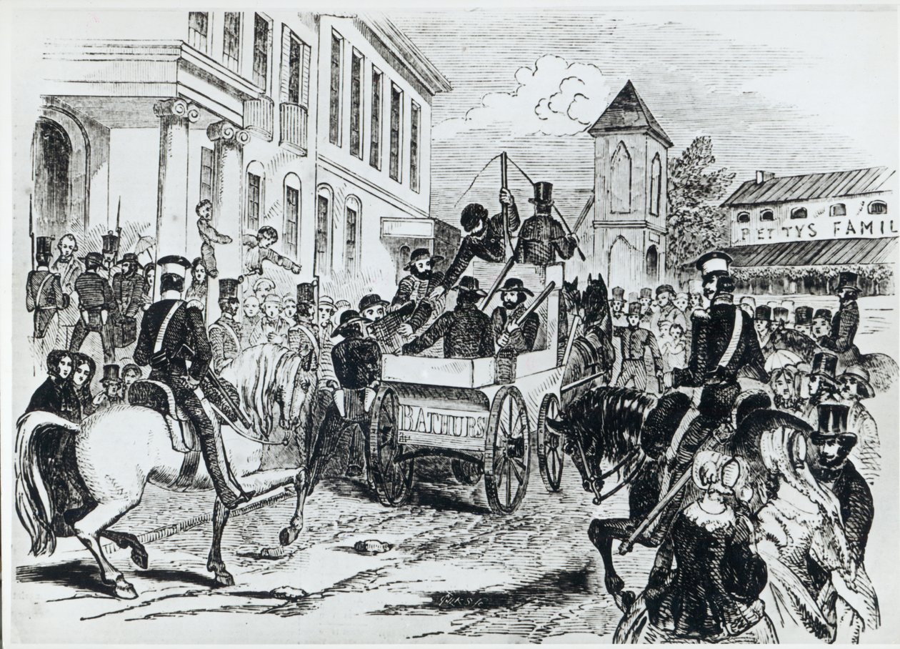 Arrivo del convoglio governativo al Tesoro Coloniale, Sydney, il 21 agosto 1851, da 