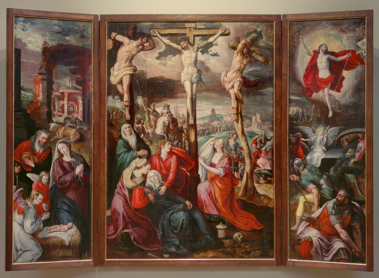 Crocifissione - Nascita di Cristo - Resurrezione di Cristo da Marten de Vos