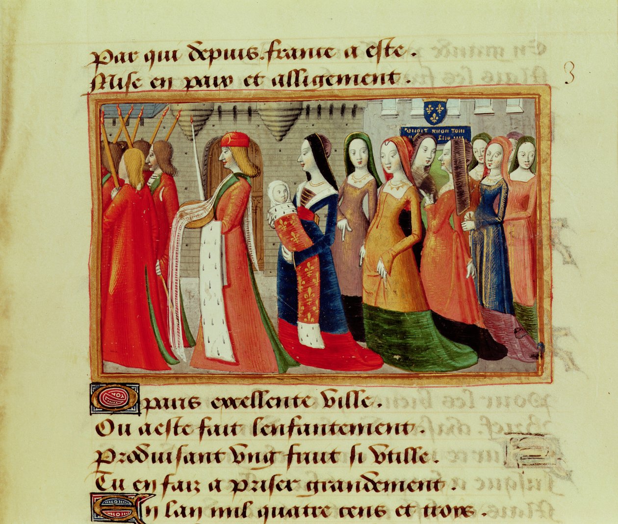 Presentazione del Delfino (1403-61) il futuro Carlo VII di Francia, alla Città di Parigi, dalle Veglie di Carlo VII, c.1484 da Martial de Paris