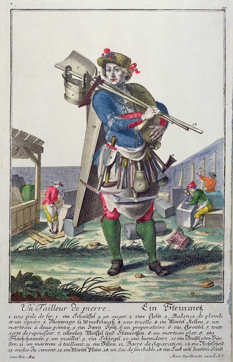 Il muratore, c.1735 da Martin Engelbrecht