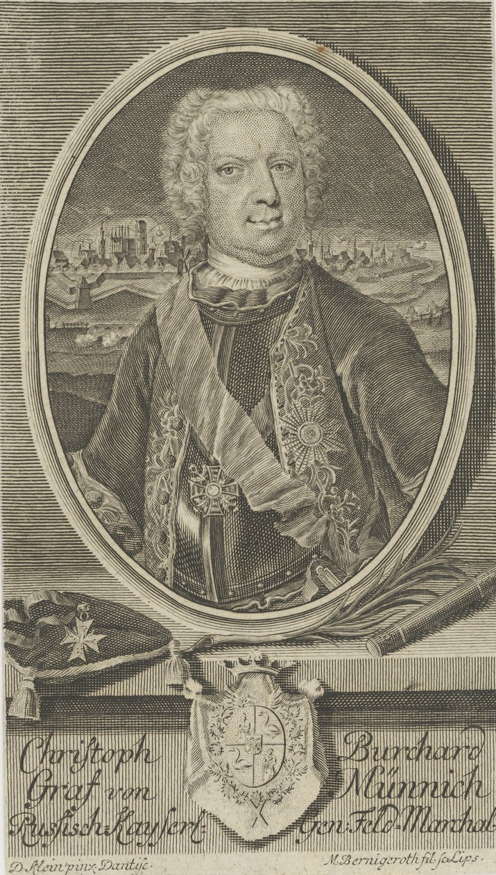 Ritratto del Conte Burkhard Christoph von Münnich da Martin Bernigeroth