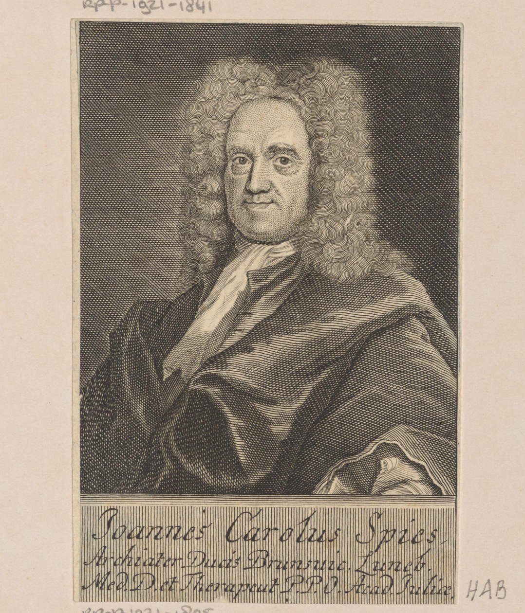 Ritratto di Johann Carl Spies da Martin Bernigeroth