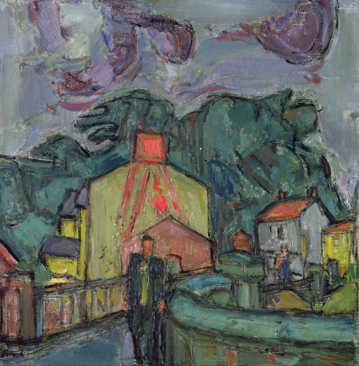 Villaggio gallese (olio su tela) da Martin Bloch