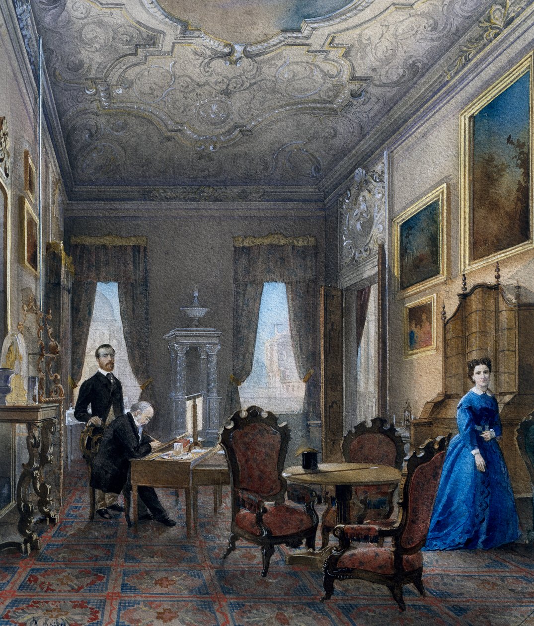 Interno veneziano, acquerello di Don Martin (attivo nel 1896), Italia da Martin Don