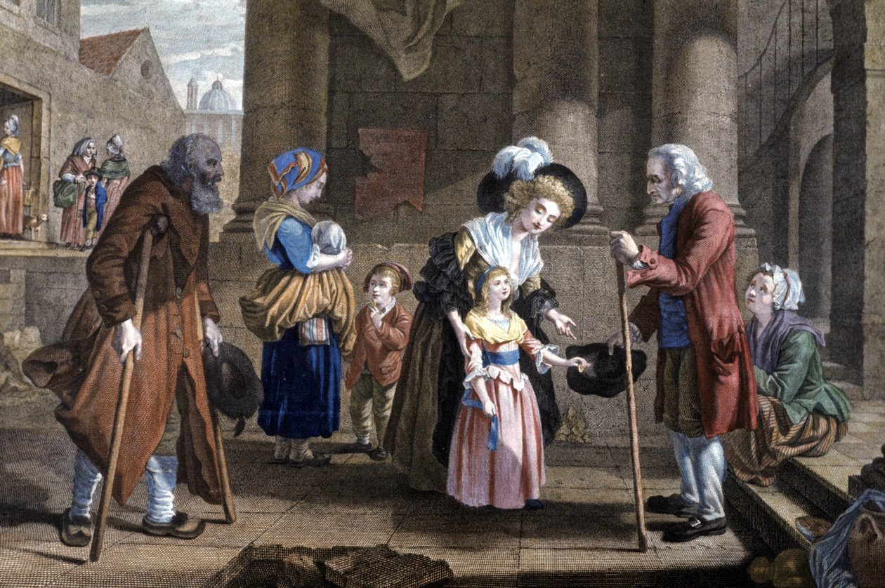 Lezione di umanità. Educazione di una giovane ragazza, c.1790 (incisione) da Martin Drölling