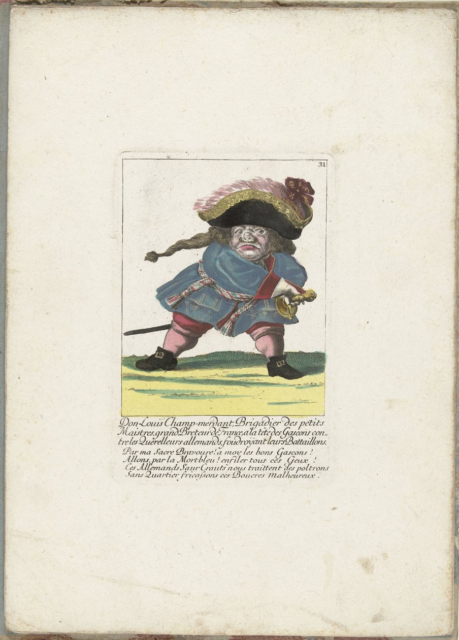 Il nano francese Don Luis Champ-merdant, ca. 1710 (Il Callotto resurcitato) da Martin Engelbrecht (attributed to)