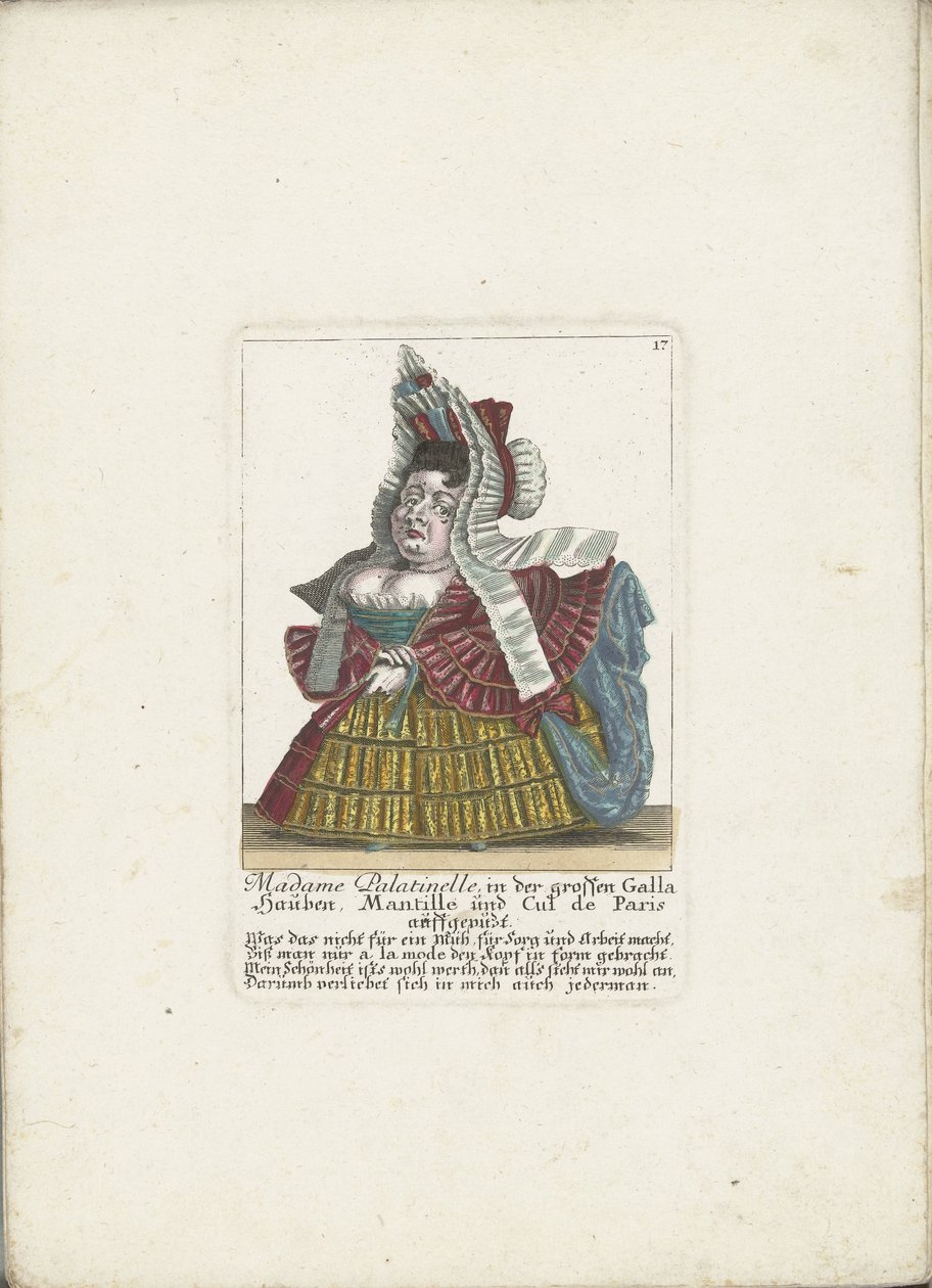 De Franse dwerg Madame Palatinelle, ca. 1710 da Martin Engelbrecht (attributed to)