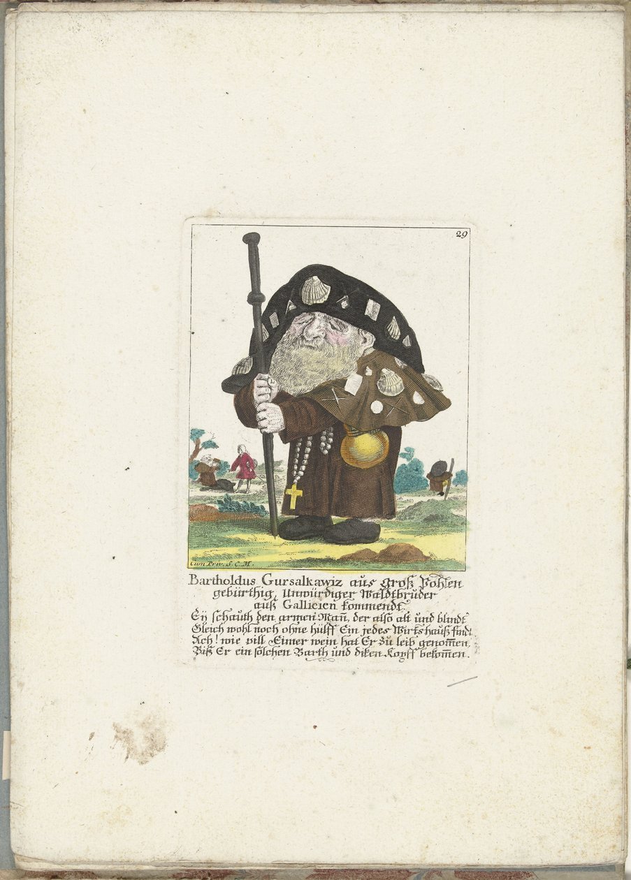 Il nano Bartholdus Gursalkawiz come pellegrino di Compostela, ca. 1710 da Martin Engelbrecht (attributed to)