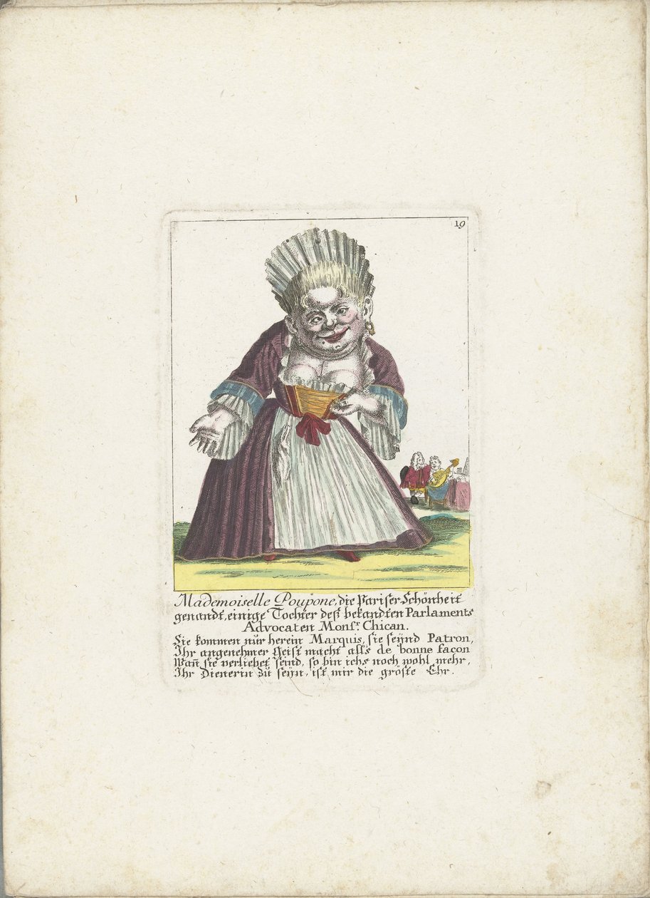 La nana Mademoiselle Poupon, come bellezza parigina, ca. 1710 da Martin Engelbrecht (attributed to)