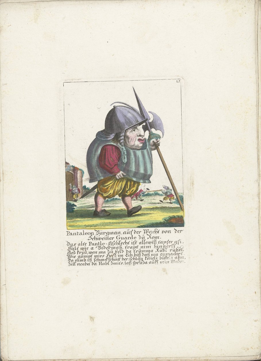 Il nano Pantaleon Bürgman della Guardia Svizzera a Roma, ca. 1710 da Martin Engelbrecht (attributed to)