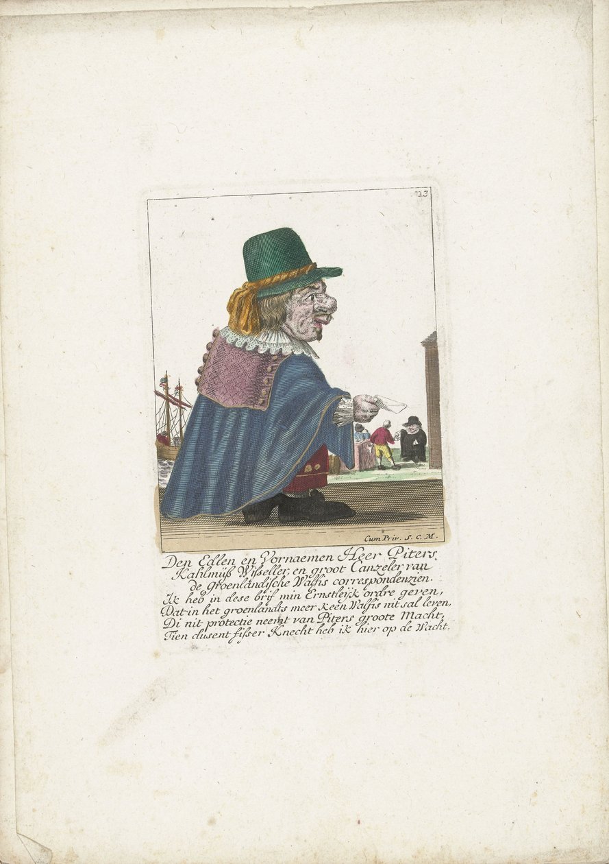 Il nano Piters Kahlmüß Wisseller come baleniere, ca. 1710 da Martin Engelbrecht (attributed to)
