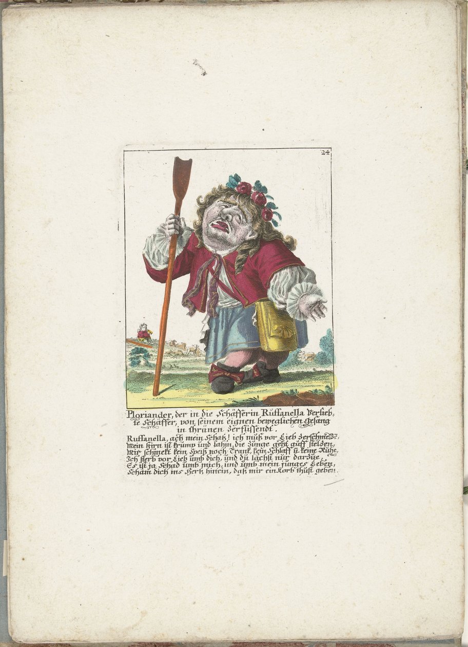 Il nano Ploriander come pastore, ca. 1710 da Martin Engelbrecht (attributed to)