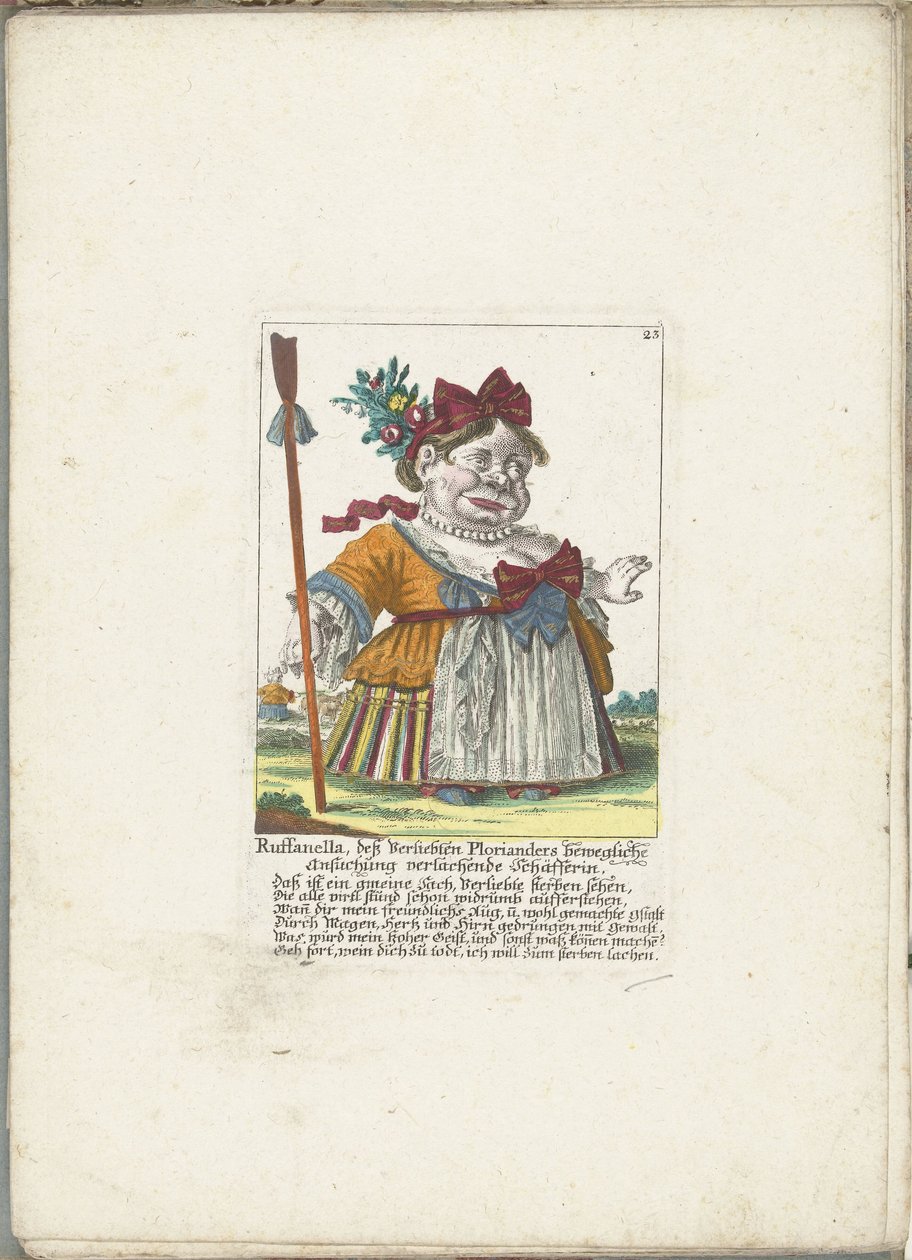 La nana Ruffanella come pastorella, ca. 1710 (serie: Il Callotto resurcitato o Nuovo gabinetto dei nani) da Martin Engelbrecht (attributed to)