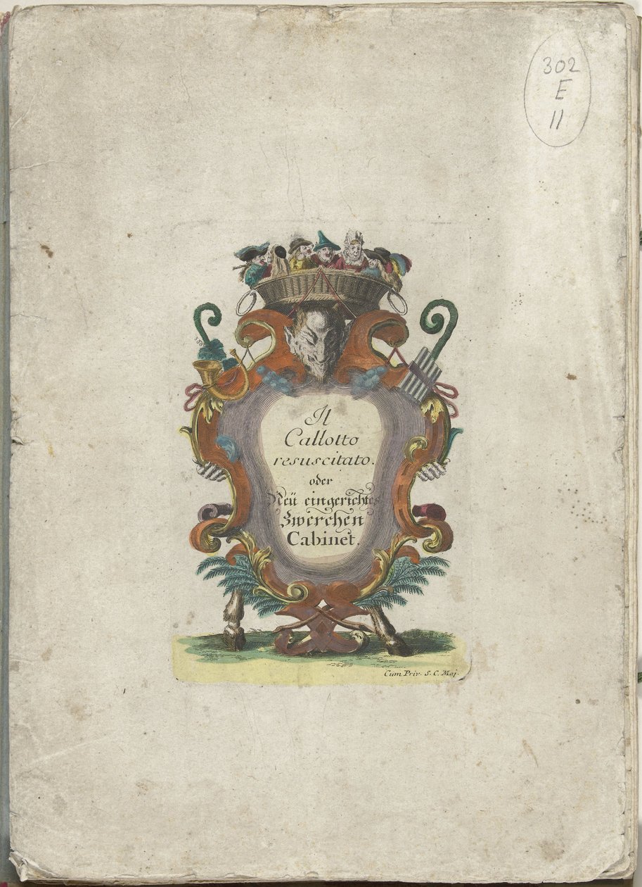 Frontespizio per la serie: Il Callotto resurcitato oder Neu eingerichtes Zwerchen Cabinet, ca. 1710 da Martin Engelbrecht (attributed to)