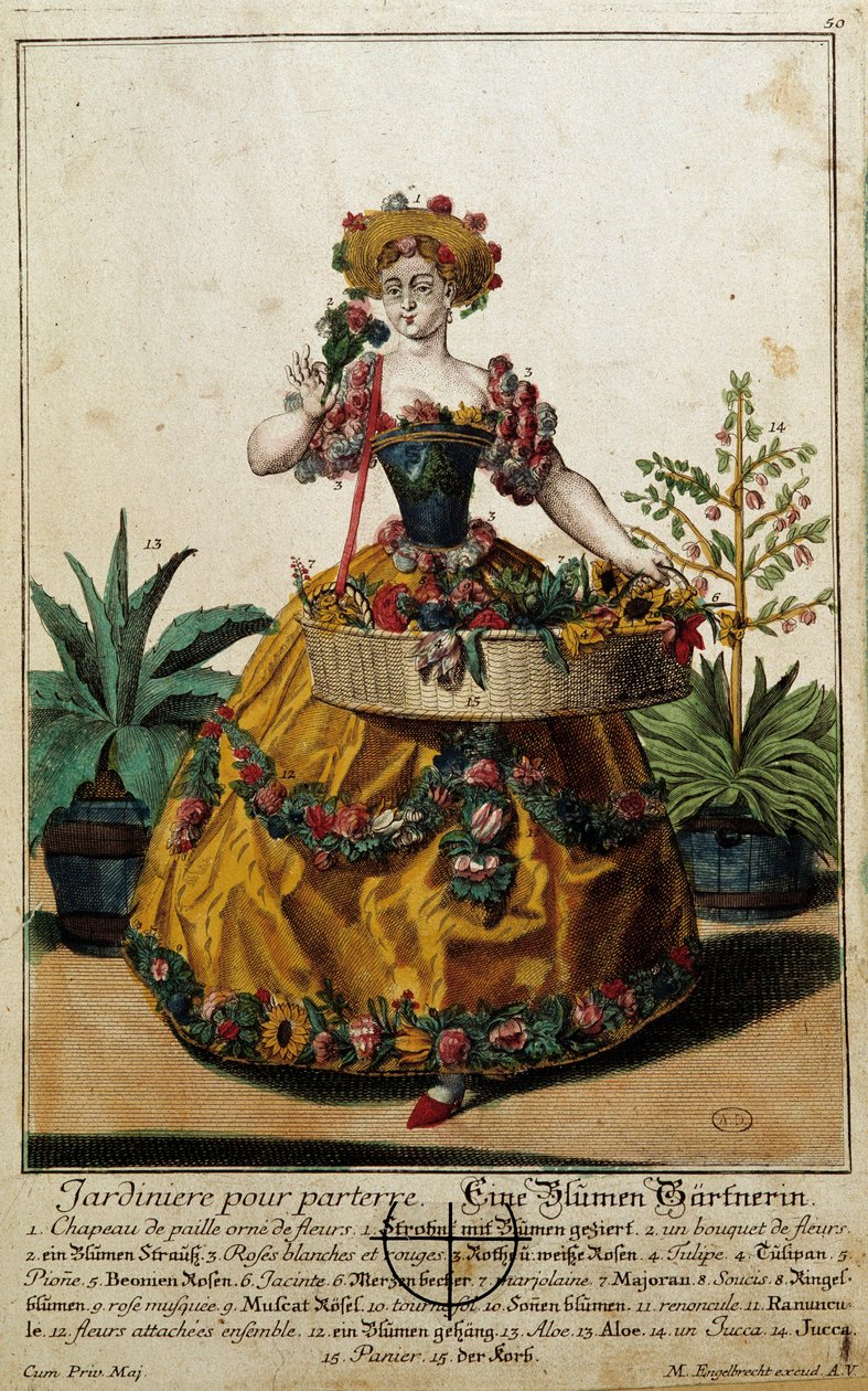 Antico mestiere: Un giardino per pavimento. Incisione di Martin Engelbrecht, in 